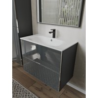 Тумба с раковиной для ванной MEBELVANN ВЕГА 80см подвесная графит