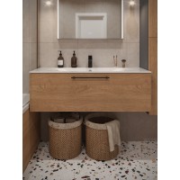 Тумба с раковиной для ванной MEBELVANN ВЕНТА 120см подвесная Шпон Дуб Европейский