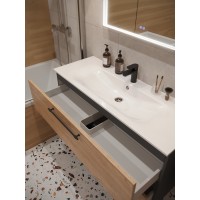 Тумба с раковиной для ванной MEBELVANN ВЕНТА 120см подвесная Шпон Дуб Европейский