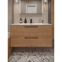 Тумба с раковиной для ванной MEBELVANN ВЕНТА 120см подвесная Шпон Дуб Европейский