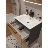 Тумба с раковиной для ванной MEBELVANN ВЕНТА 60см подвесная Шпон Дуб Европейский