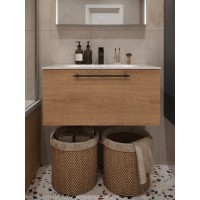 Тумба с раковиной для ванной MEBELVANN ВЕНТА 80см подвесная Шпон Дуб Европейский