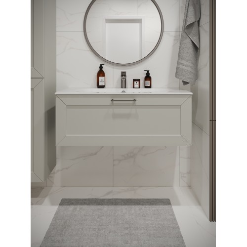 Тумба с раковиной для ванной MEBELVANN  ВИКТОРИЯ 100см подвесная белая