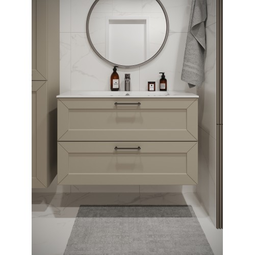 Тумба с раковиной для ванной MEBELVANN  ВИКТОРИЯ 100см подвесная айвори