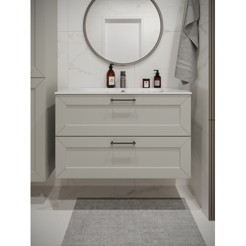 Тумба с раковиной для ванной MEBELVANN  ВИКТОРИЯ 100см подвесная белая