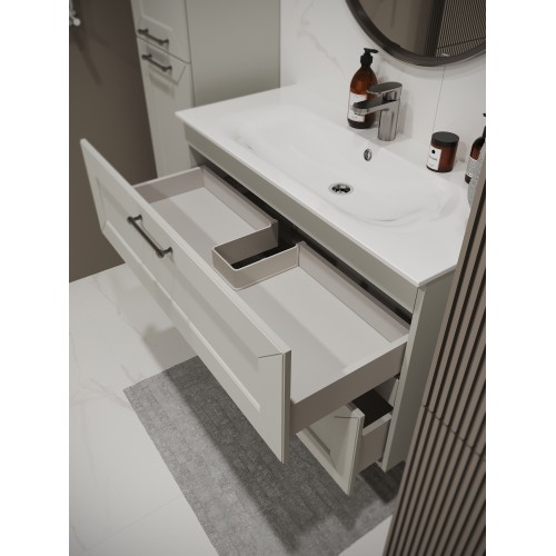 Тумба с раковиной для ванной MEBELVANN  ВИКТОРИЯ 100см подвесная белая