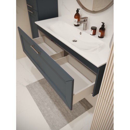 Тумба с раковиной для ванной MEBELVANN  ВИКТОРИЯ 120см подвесная серый шелк