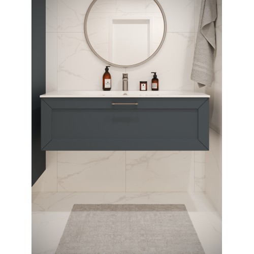 Тумба с раковиной для ванной MEBELVANN  ВИКТОРИЯ 120см подвесная серый шелк