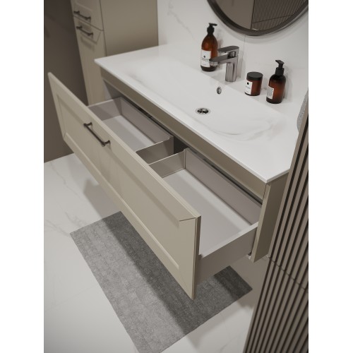 Тумба с раковиной для ванной MEBELVANN  ВИКТОРИЯ 120см подвесная айвори