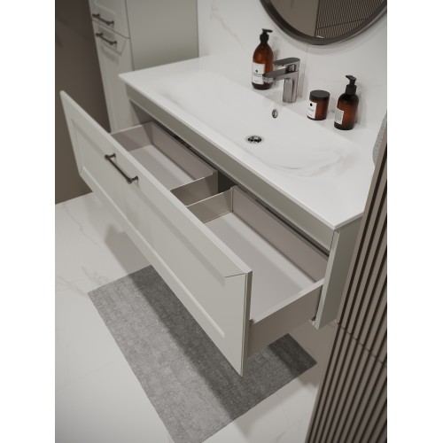 Тумба с раковиной для ванной MEBELVANN  ВИКТОРИЯ 120см подвесная белая