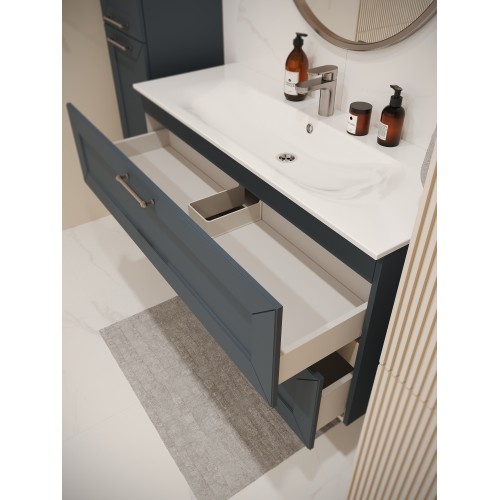 Тумба с раковиной для ванной MEBELVANN  ВИКТОРИЯ 120см подвесная серый шелк