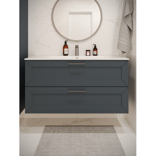 Тумба с раковиной для ванной MEBELVANN  ВИКТОРИЯ 120см подвесная серый шелк