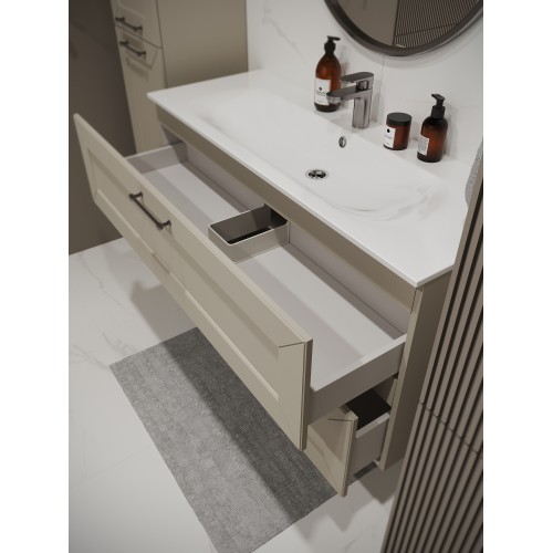 Тумба с раковиной для ванной MEBELVANN  ВИКТОРИЯ 120см подвесная айвори