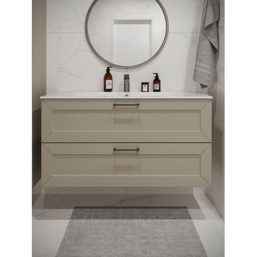 Тумба с раковиной для ванной MEBELVANN  ВИКТОРИЯ 120см подвесная айвори