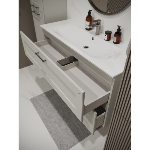 Тумба с раковиной для ванной MEBELVANN  ВИКТОРИЯ 120см подвесная белая