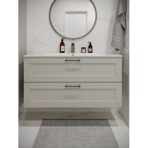 Тумба с раковиной для ванной MEBELVANN  ВИКТОРИЯ 120см подвесная белая