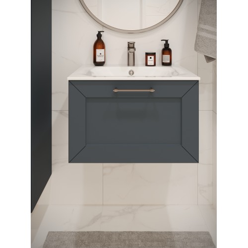 Тумба с раковиной для ванной MEBELVANN  ВИКТОРИЯ 60см подвесная серый шелк