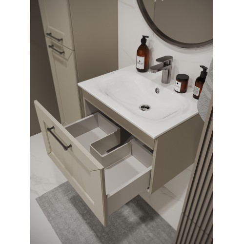 Тумба с раковиной для ванной MEBELVANN  ВИКТОРИЯ 60см подвесная айвори