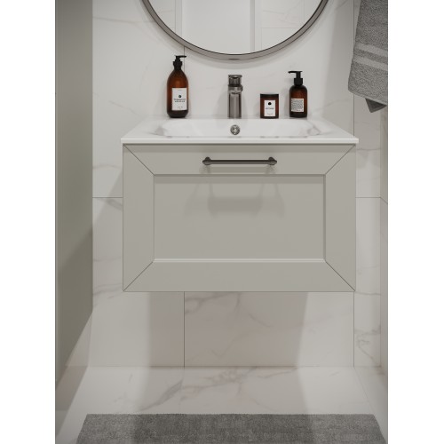 Тумба с раковиной для ванной MEBELVANN  ВИКТОРИЯ 60см подвесная белая