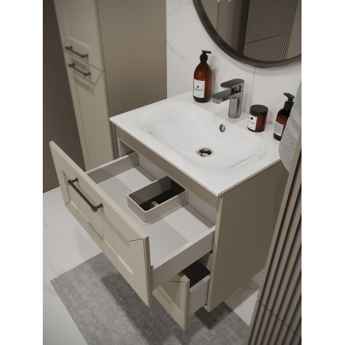 Тумба с раковиной для ванной MEBELVANN  ВИКТОРИЯ 60см подвесная айвори