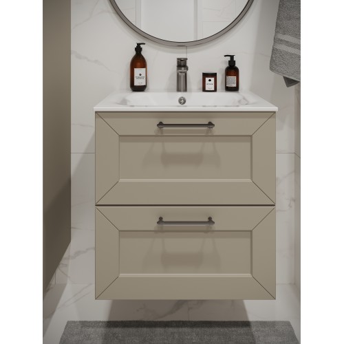 Тумба с раковиной для ванной MEBELVANN  ВИКТОРИЯ 60см подвесная айвори