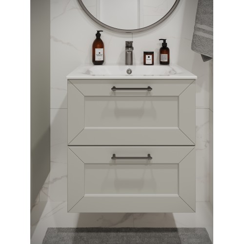 Тумба с раковиной для ванной MEBELVANN  ВИКТОРИЯ 60см подвесная белая