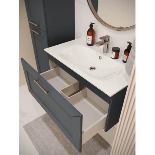 Тумба с раковиной для ванной MEBELVANN  ВИКТОРИЯ 80см подвесная серый шелк