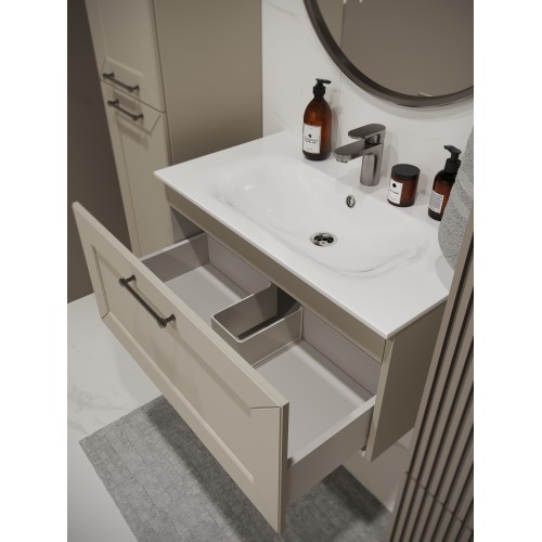 Тумба с раковиной для ванной MEBELVANN  ВИКТОРИЯ 80см подвесная айвори