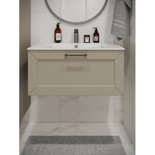 Тумба с раковиной для ванной MEBELVANN  ВИКТОРИЯ 80см подвесная айвори