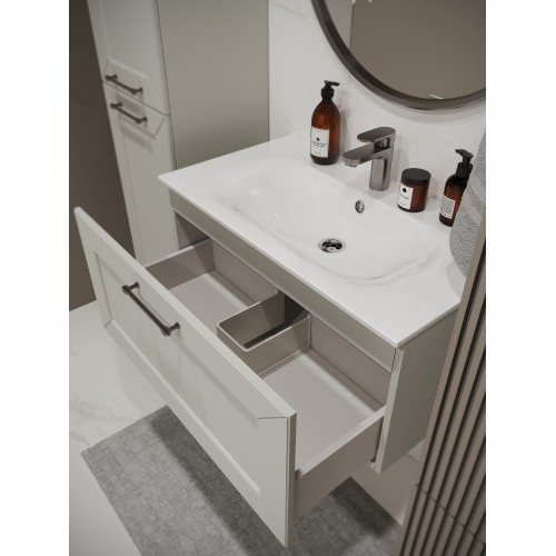 Тумба с раковиной для ванной MEBELVANN  ВИКТОРИЯ 80см подвесная белая