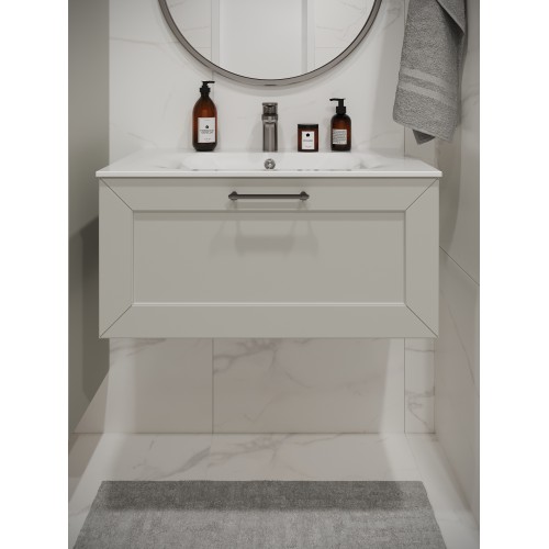 Тумба с раковиной для ванной MEBELVANN  ВИКТОРИЯ 80см подвесная белая