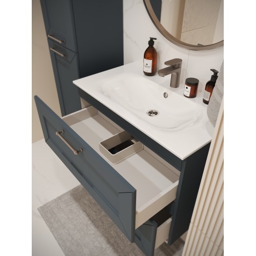 Тумба с раковиной для ванной MEBELVANN  ВИКТОРИЯ 80см подвесная серый шелк