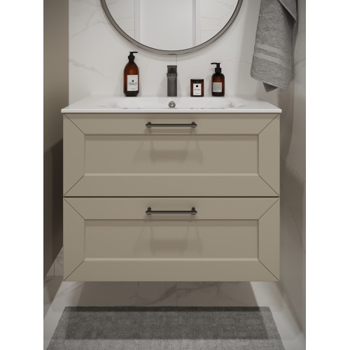 Тумба с раковиной для ванной MEBELVANN  ВИКТОРИЯ 80см подвесная айвори