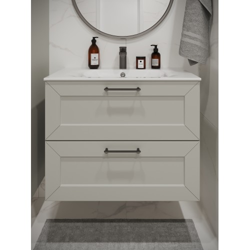 Тумба с раковиной для ванной MEBELVANN  ВИКТОРИЯ 80см подвесная белая