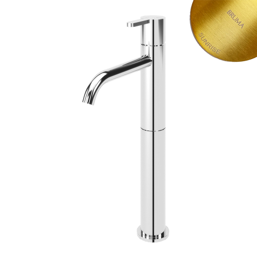 Смеситель для раковины высокий Bruma Leaf золото матовое PVD