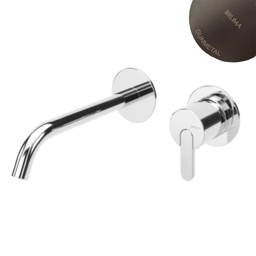 Смеситель скрытого монтажа Bruma LEAF для раковины. Длина излива 150 мм оружейная сталь PVD