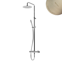 Душевая система с верхней лейкой с латуни Ø300 мм Bruma Leaf 167 653 1MM Morning Mist, шланг в черной матовой оплетке 