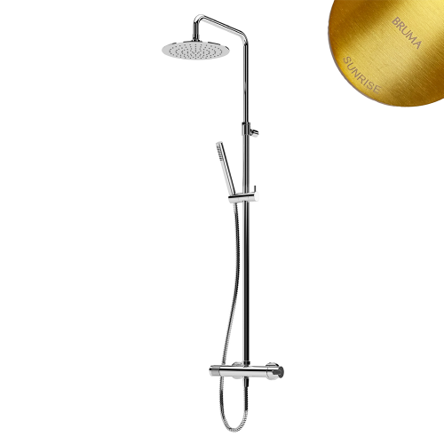 Душевая система Bruma Leaf с наливом на ванну и верхней лейкой из латуни Ø300 мм золото матовое PVD