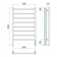 Ватикан П8 500х850 Электро Полотенцесушитель TERMINUS Брашированное золото PVD (нитрид-титановое покрытие)