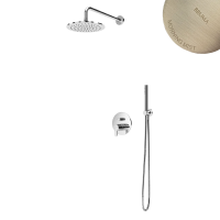 Душевая система скрытого монтажа, с латунной душевой лейкой Ø250 мм и ручным душем Bruma Elo Leaf сатин