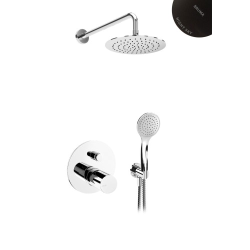 Душевая система скрытого монтажа Bruma Adagio на 2 потока (верхний душ 300мм) чёрный