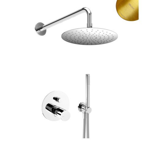 Душевая система скрытого монтажа Bruma Adagio на 2 потока (верхний душ 300мм) золото матовое PVD