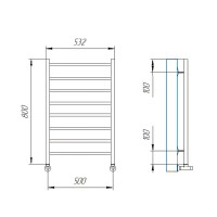 Полотенцесушитель Terminus «Аврора» П8 500х800 Матовое Золото PVD