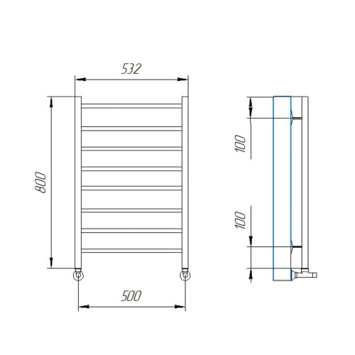 Полотенцесушитель Terminus «Аврора» П8 500х800 Сатин