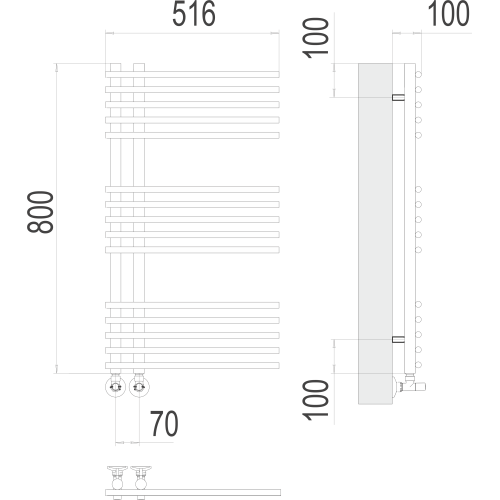 Полотенцесушитель Terminus «Астра» П15 70х800 Белый