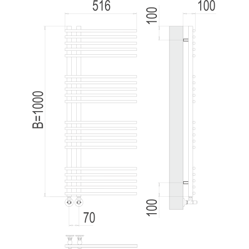 Полотенцесушитель Terminus «Астра» П20 70х1000 Хром
