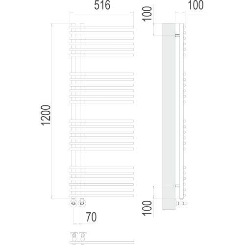 Полотенцесушитель Terminus «Астра» П24 70х1200 Хром