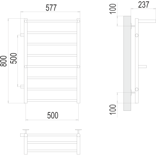 Полотенцесушитель Terminus «Аврора» П8 500х800 бп500 Сатин