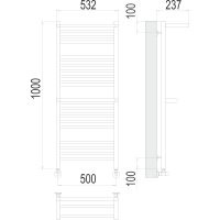 Полотенцесушитель Terminus «Аврора с 2-мя полками» П20 500х1000 Белый