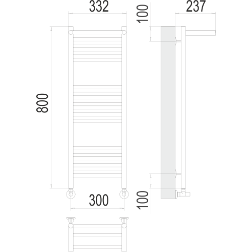 Полотенцесушитель Terminus «Аврора с/п» П16 300х800 Хром